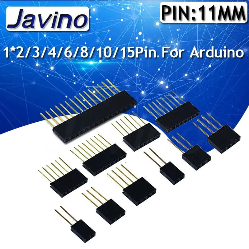 Broches simples et longues pour Ardu37, carte PCB, connecteur d'en-tête de prise, installation, 11mm, 2.54mm, 1*2, 3, 4, 6, 8, 10, 15 broches, 10 pièces