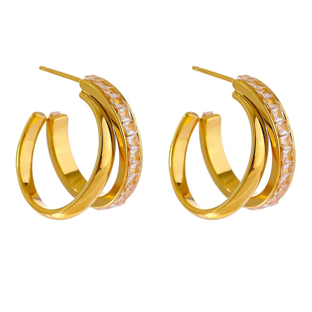 Yhpup – boucles d'oreilles géométriques en acier inoxydable, bijoux en zircone cubique, cadeau