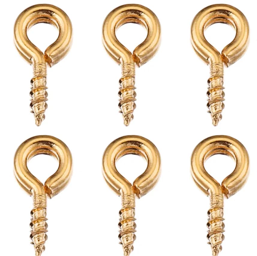 Mini épingles à œil minuscules en acier inoxydable, 100 pièces, crochets, œillets, vis filetée, fermoirs dorés, crochets pour bricolage, bijoux exécutifs, vente en gros