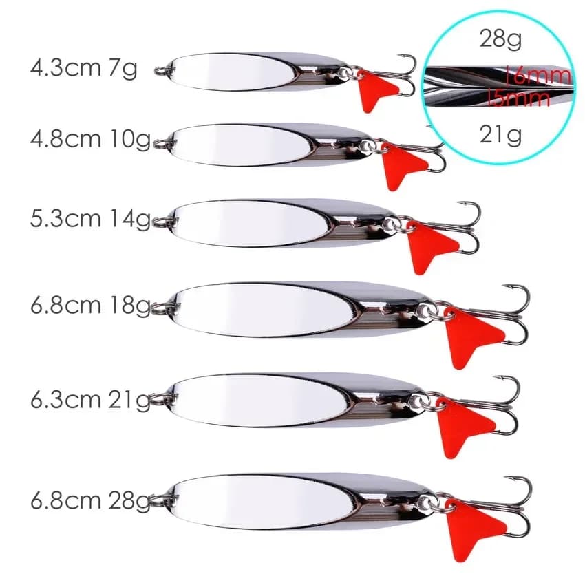 1PCMetal Spinner cuillère 7/10/14/18/21/28g leurre de pêche appâts durs paillettes bruit Paillette avec plume triple crochet matériel de pêche