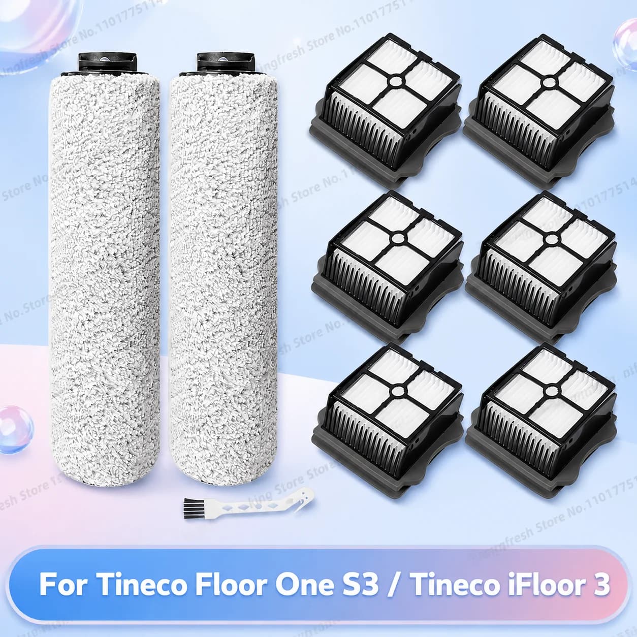 Compatible avec Pièces de Rechange Accessoires Brosse à Rouleau Filtre HEPA pour Aspirateur Sans Fil Tineco Floor One S3 / Tineco iFloor 3
