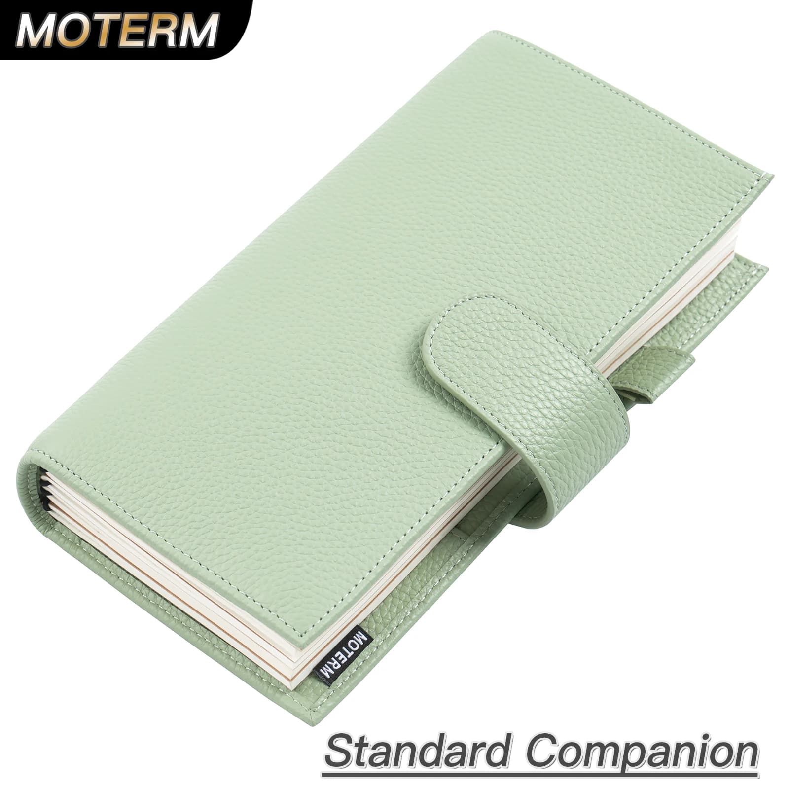 Moterm Companion Journal de voyage Carnet de taille standard Organisateur en cuir de vachette véritable avec poche arrière et fermoir