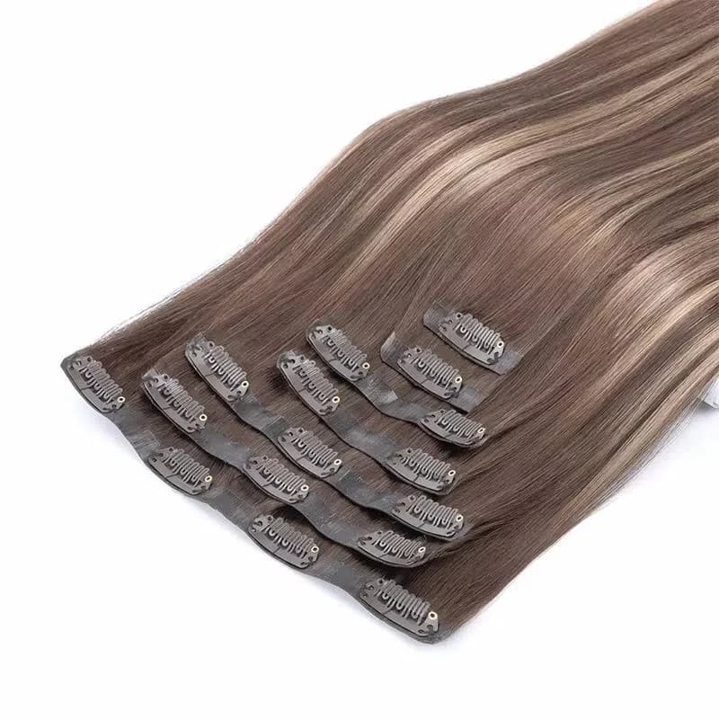 Extensions de cheveux en PU sans couture Sunmofavo, extensions de cheveux humains Remy, extensions de cheveux naturels épais, extensions invisibles droites