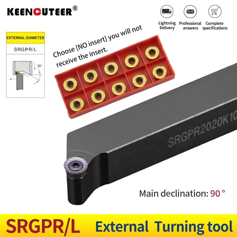 SRGPR/L SRGPR1616/2020/2525 CNC support de tournage externe outillage, utiliser RPMT/RPGT/RDMW08T2/10T3/1204 carbure insertion de tour porte-outil outil de tour a metaux