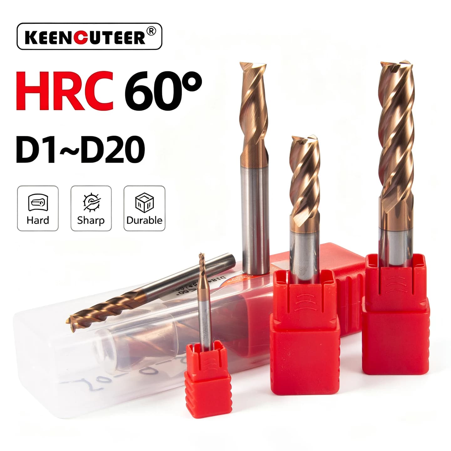 Fraise HRC60 4 Flûte 1mm 3mm 6mm 8mm 10mm 12mm 16mm 20mm En Alliage De Carbure De Tungstène Fraise En Acier de Coupe En Métal CNC cutter Outils fraiseuse à métaux fraise carbure coupe bordure