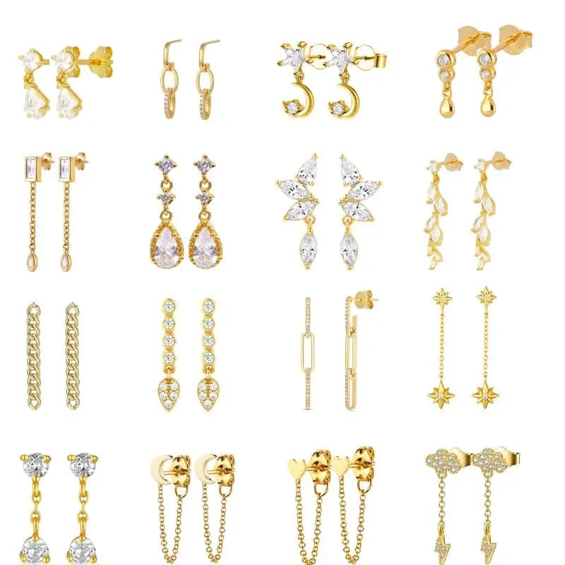 Boucles d'oreilles en argent Sterling 925 pour femmes, aiguille exquise, chaîne à pampilles en Zircon, Piercing goutte d'or, bijoux féminins INS