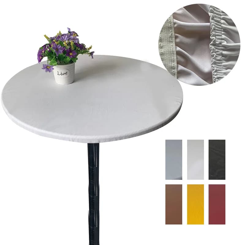 Juste de Table Ronde Imperméable à l'Huile, Protection de Gril, Nappe en Polyester, Ajustée, avec Bords artificiel astiques