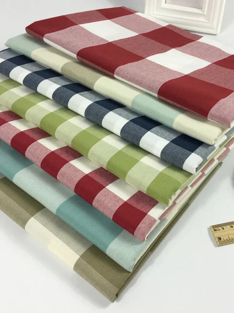 Tissu en coton et lin au mètre, Plaid épais en Polyester pour housse de canapé, rideau, nappe, couture rayée, textile uni par bricolage