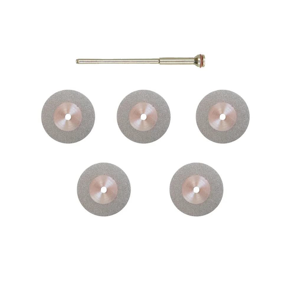 5 disques de découpe diamantés double face 16/0,15 mm pour la dentisterie, pour la séparation et le polissage de couronnes céramiques, de plâtre ou de jade, avec mandrins