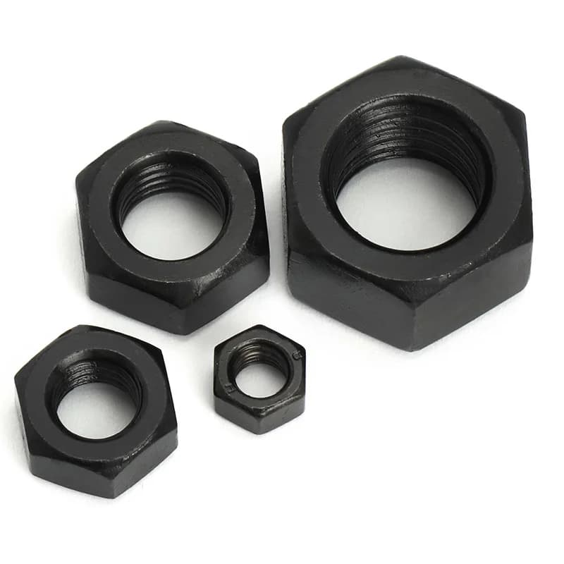 Écrous hexagonaux métriques en acier au carbone oxydé noir M2 M2.5 M3 M4 M5 M6 M8 M10 M12 M14 M16 M18 M20 M22 M24 M27 M30 M36