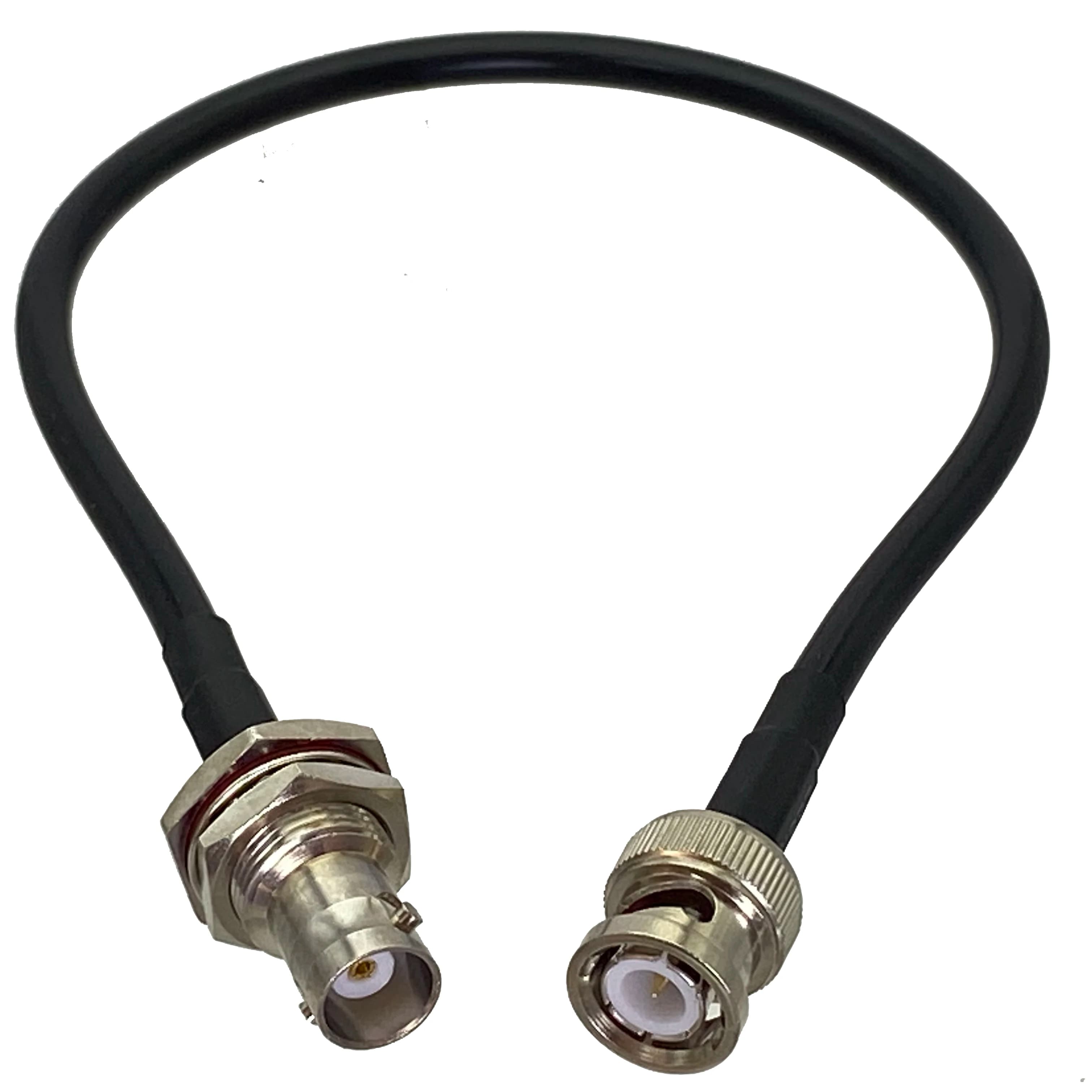 Prise mâle RG58 BNC vers prise femelle BNC, écrou de cloison, connecteur Coaxial RF, câble de raccordement en queue de cochon, nouveau 6 pouces ~ 5M, 1 pièce