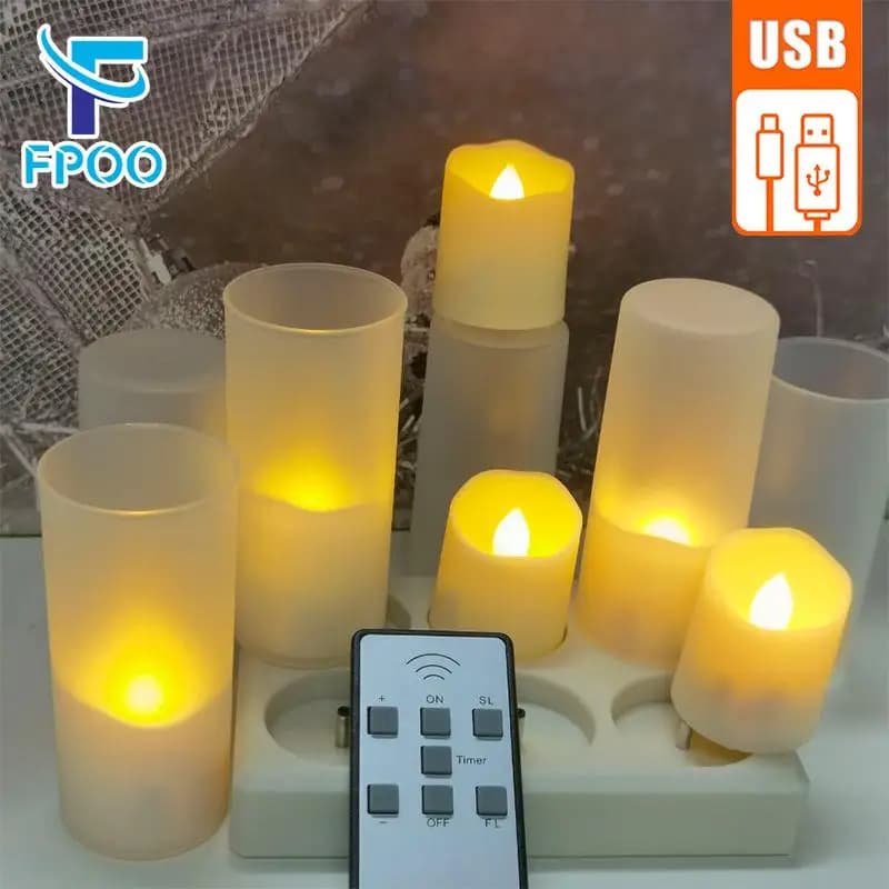 LED ci-après les avec bougie lumière LED minuterie de flamme bougie lumière vacillante, télécommande pour Halloween, décoration de la maison, bougies chauffe-plat rechargeables USB, électrique,