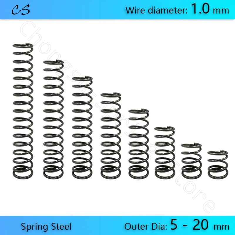5 pièces 1.0mm ressorts de Compression fil de ressort de pression Dia 1.0mm diamètre extérieur 5 6 7 8 9 10 11 12 13 14 15 - 20mm longueur 10 - 100mm