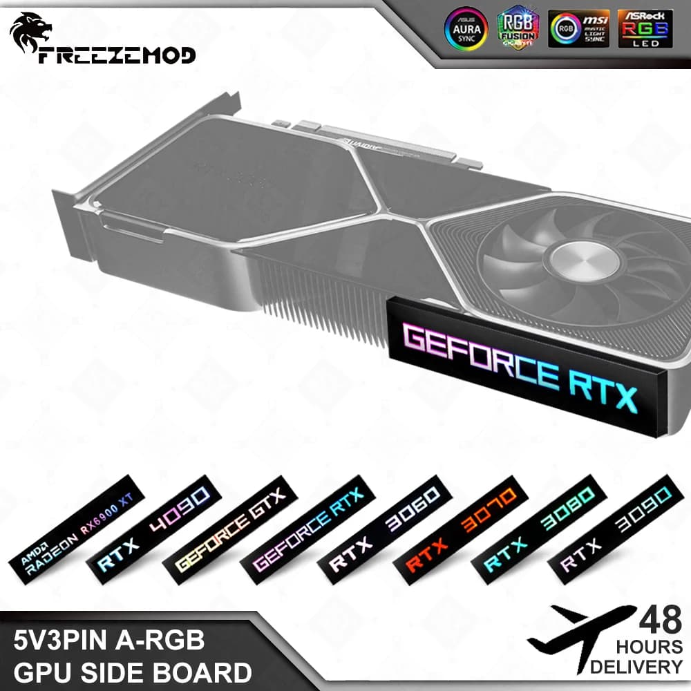 FREEZEMOD Mini VGA panneau lumineux latéral 5V 3PIN A-RGB carte graphique plaque signalétique lumineuse boîtier PC panneau lumineux décoratif AURA SYNC