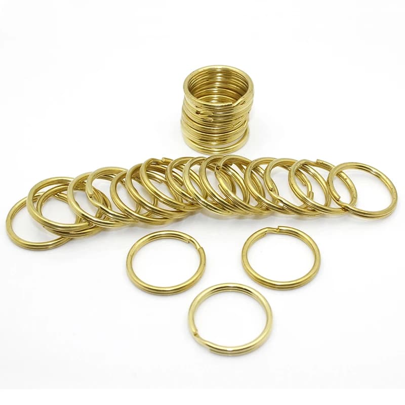 5 pièces, anneaux fendus en laiton massif, porte-clés à double boucle, 10-35 mm, porte-clés, accessoires pour travaux manuels en cuir, matériel pour bricolage.