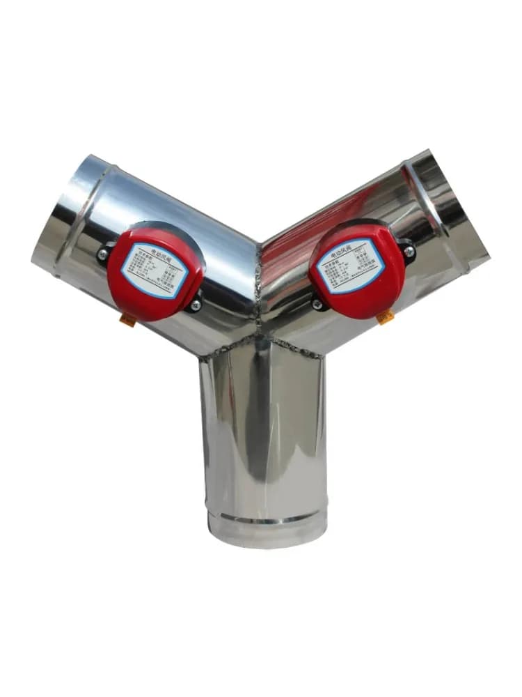 1 pièce Vanne de ventilation motorisée en acier inoxydable AC 220V, Vanne de conduit d'air motorisée OD51mm-200mm Type Y
