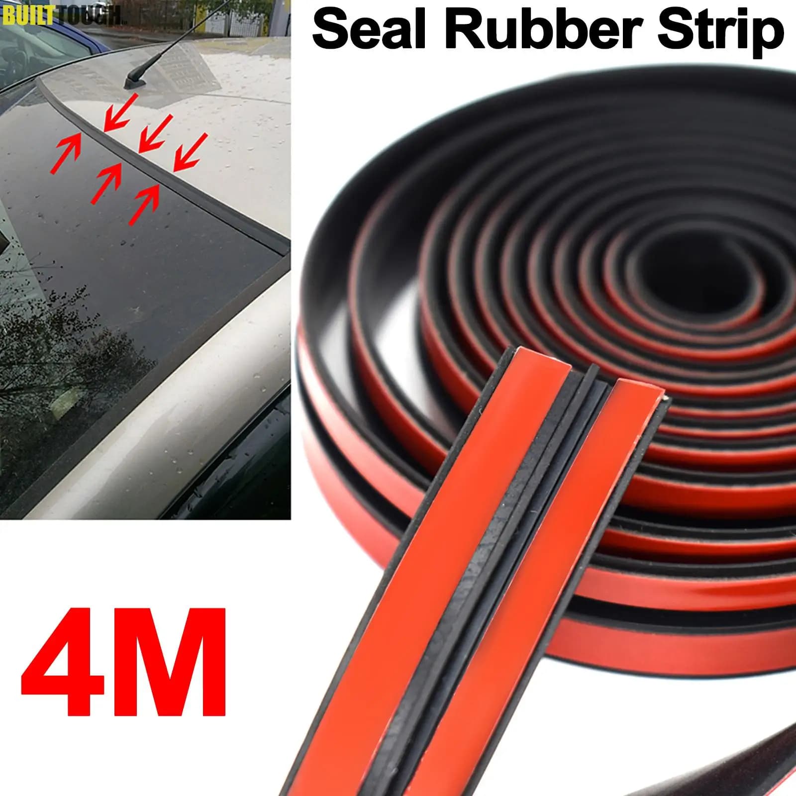 Bande autocollante universelle en caoutchouc pour voiture, 4m, étanche à l'eau et à la poussière, pour pare-brise, fenêtre, toit, isolation phonique