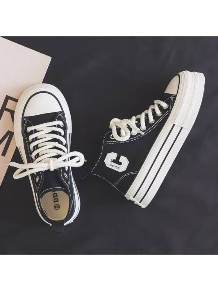 Nouvelles baskets d'été 2026 pour femmes, en toile, à lacets, chaussures de sport respirantes à plateforme, baskets décontractées blanches pour femmes