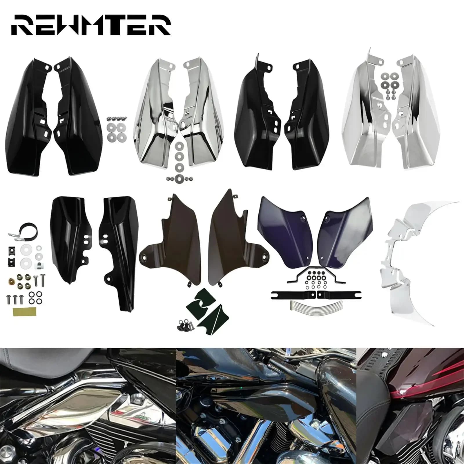 Déflecteur d'air à mi-cadre de moto, bouclier thermique pour Harley Touring 1997-2023 Street Electra Road foetal de FLHR ocia Softail Fatboy