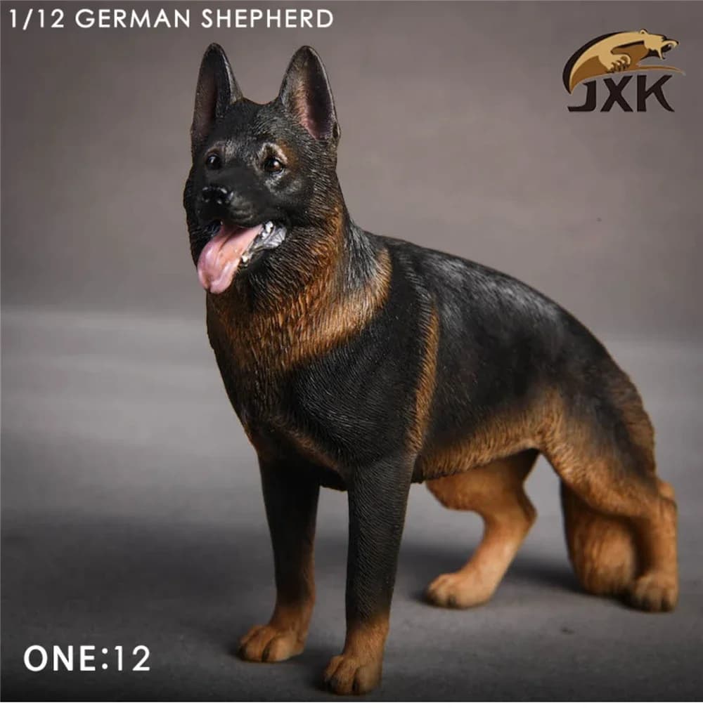 Figurine de Berger Allemand à l'échelle 1:12 JxK, Collection d'animaux Canidae, Décoration de bureau en résine, Cadeau