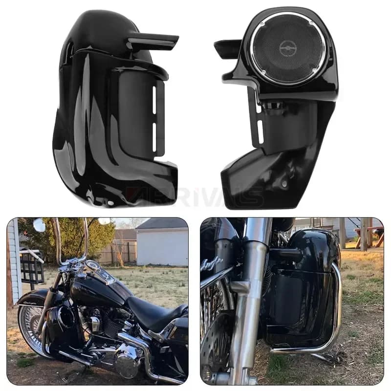 Carénage de jambe ventilé de moto + haut-parleurs de 6.5 pouces avec grilles pour Harley Touring Road Glide 1983 – 2013