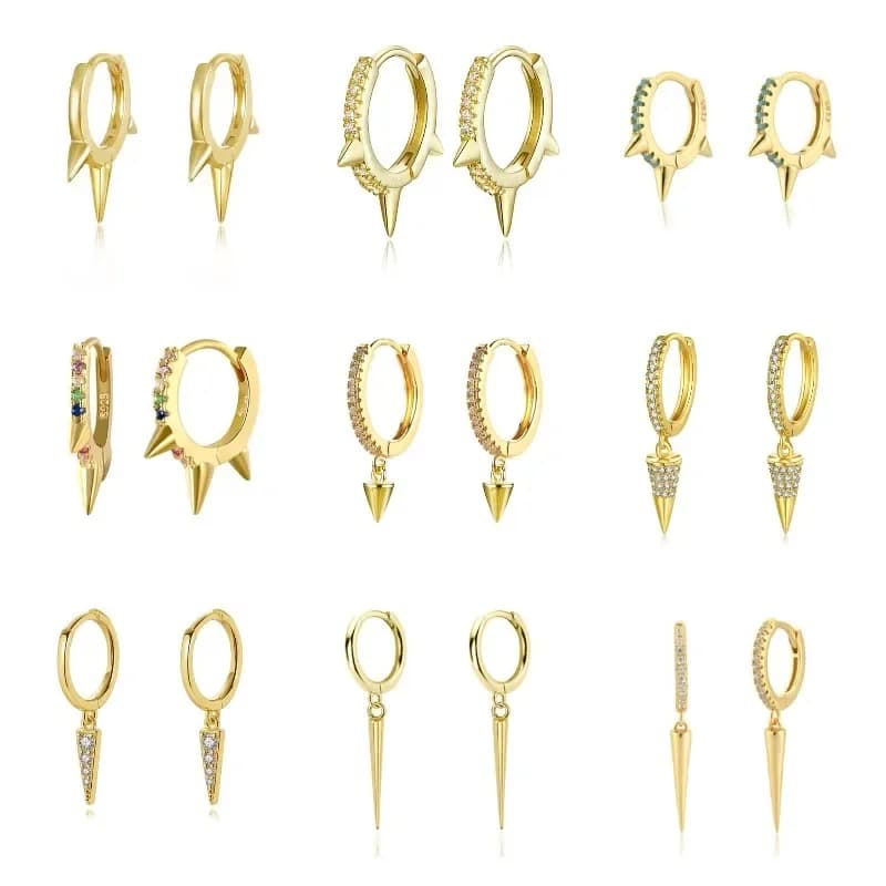 Boucles d'oreilles en forme de cerceau pour femmes, couleur argent et or, tendance, Punk, Hip Hop, Rivet, bijoux de fête gothiques, Pendientes Orecchini 2025