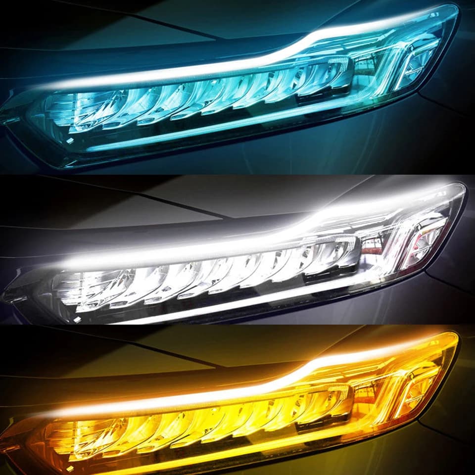 2x2021 plus récent Start-Scan LED voiture DRL feux de jour Auto coulant clignotant Guide mince bande lampe style accessoires