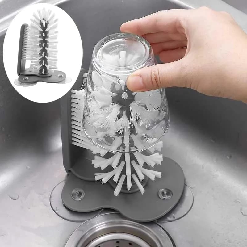 Nettoyeur de verre pour épurateur de tasses, brosse HI, accessoires d'évier, gadgets de cuisine, tasse à vin, aspiration de livres, 2 en 1 clics