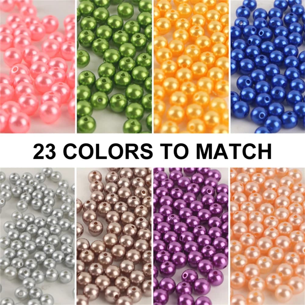 Perles rondes en plastique imitation plastique, mélange de tailles de 3 à 12mm, blanc pur/perle, trous droits, pour travaux d'aiguille et fabrication de bijoux