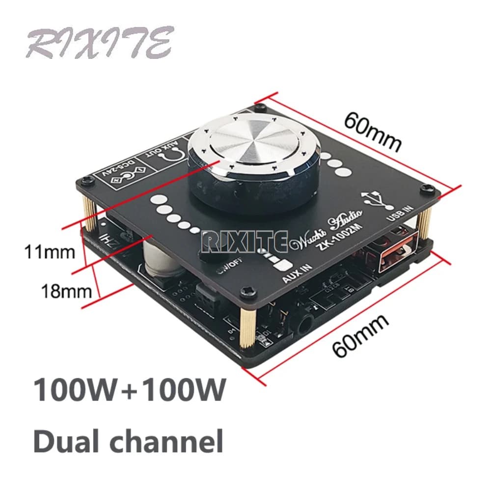 100W + 100W Bluetooth 5.0 Double canal puissance amplificateur Audio carte stéréo AMP amplificateur de son Home cinéma AUX USB ZK-1002M
