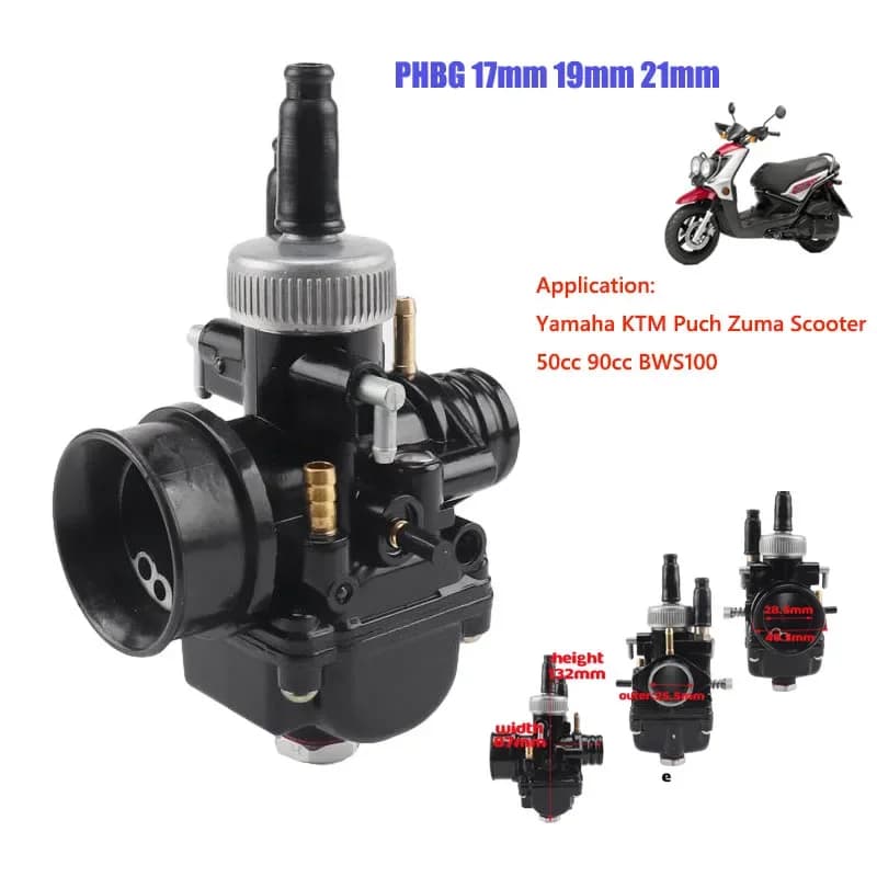 PHBG 17mm 19mm 21mm carburateur de Moto de course pour Yamaha KTM Puch Zuma Scooter 50cc 90cc BWS100 RG50 Carburador BWS 100 RG 50 Carb