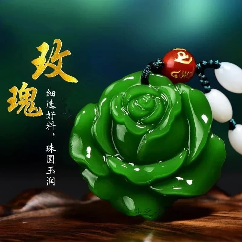 Pendentif en Jade fleur de Rose sculptée à la main, vert naturel, Boutique de mode, bijoux pour hommes et femmes, collier, accessoires cadeaux