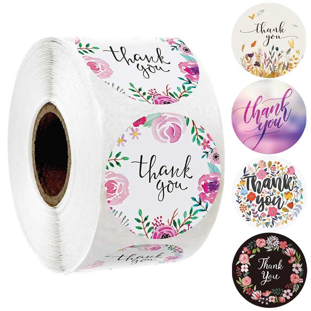 Autocollants ronds de 1 pouce « Merci » pour emballage cadeau, décoration, papeterie, étiquettes personnalisées (100-500 pièces)