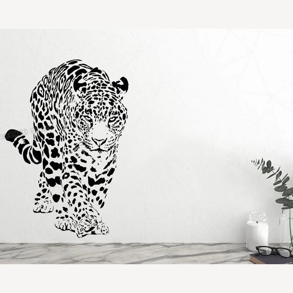 Autocollants muraux en vinyle, motif léopard, animaux sauvages, guépard, chat sauvage, pour chambre à coucher, décor de pépinière, B593