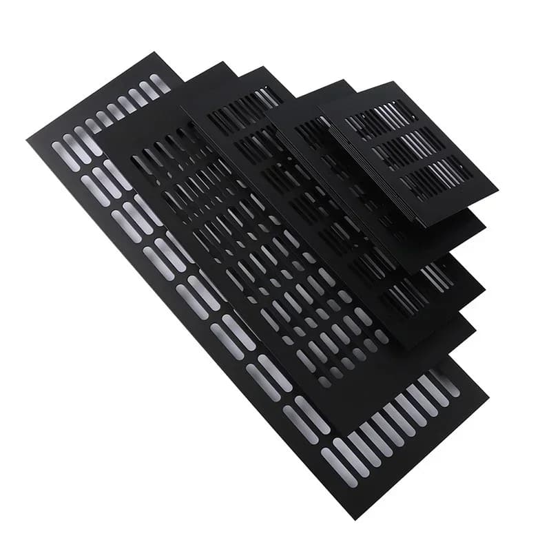 Grille de Ventilation noire en alliage d'aluminium, feuille perforée, pour placard, chaussures, climatiseur, décoration de la maison, trou de couverture, 1 pièce