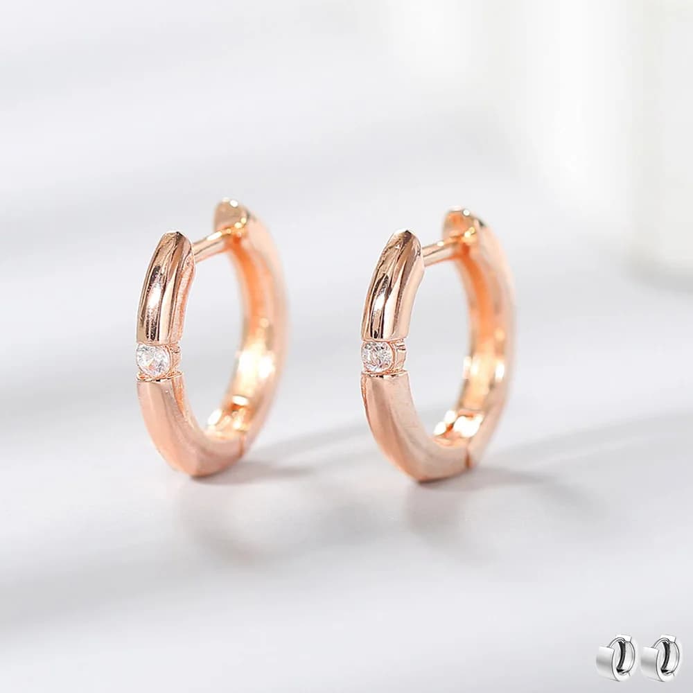 ZBathroom UYANG-Petites boucles d'oreilles créoles pour hommes et femmes, bijoux Hip Hop, cercle rond, document en or rose, clip d'oreille piercing, vente en gros, KBE126