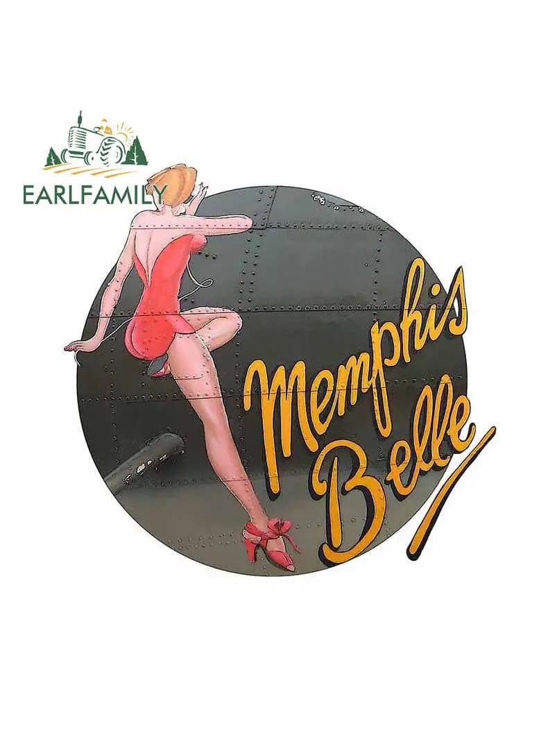 EARLFAMILY Autocollants de voiture amusants 13cm X 12.7cm pour Pin Up Memphis Belle, décalcomanie en vinyle pour voiture, personnalisation, pour vitres, masque les rayures