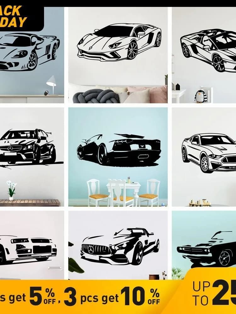 Autocollant mural en vinyle pour voiture de Sport moderne, décoration murale pour salon, chambre à coucher, sparadrap d'art mural pour la maison