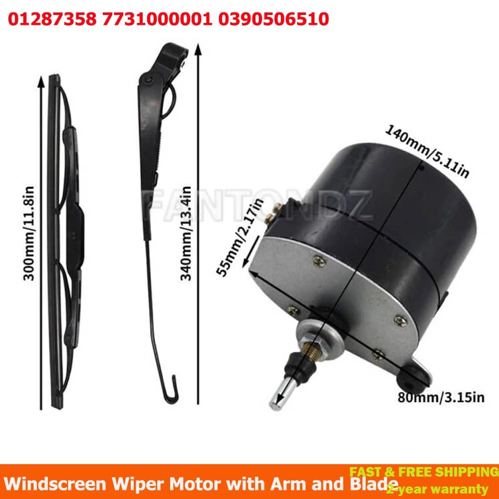 Moteur d'essuie-glace universel 12V avec bras et lame pour caravane de bateau de pêche 01287358 7731000001 0390506510 Accessoires de voiture