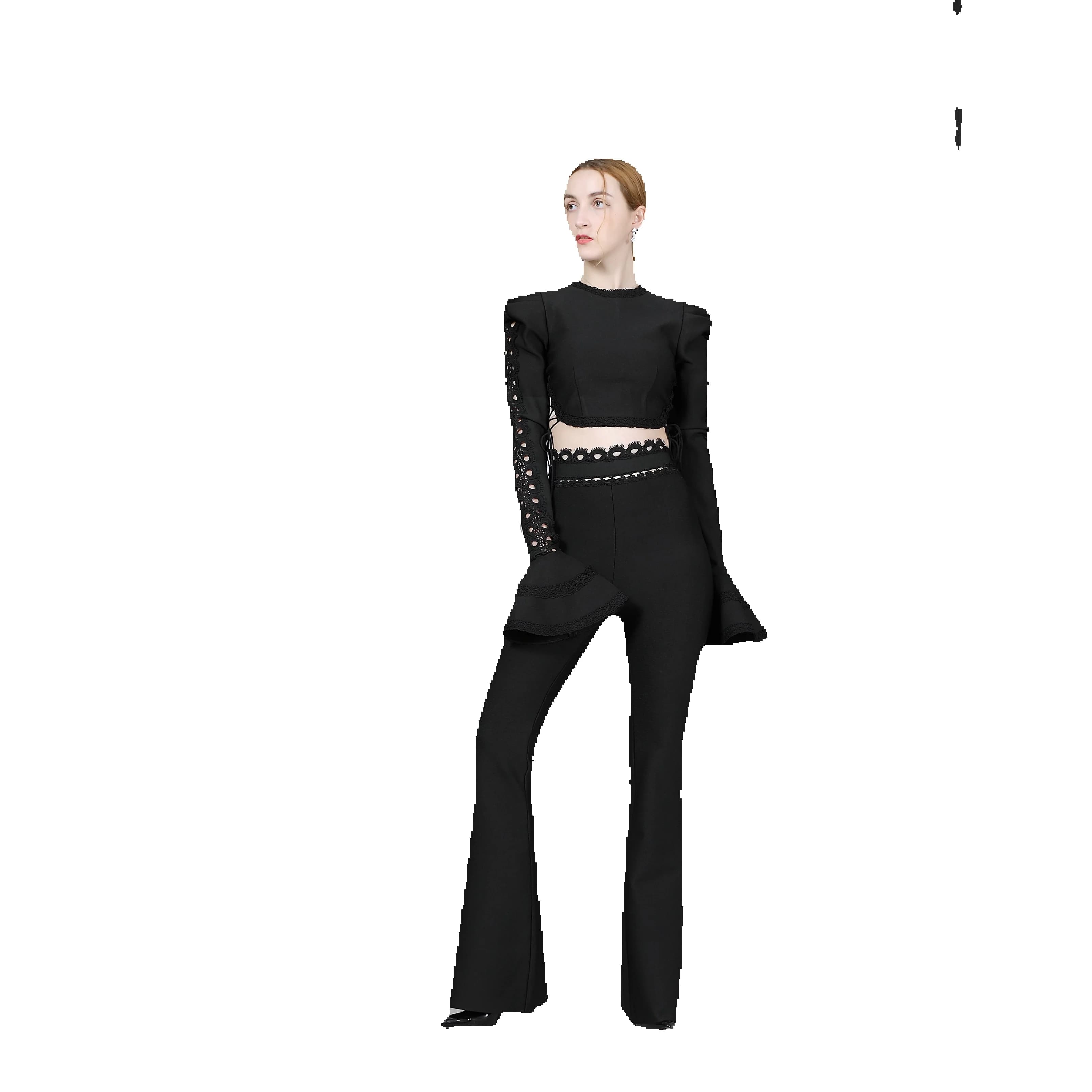 Ensembles de bandes pour femmes ensemble deux pièces mode jambe large pantalons longs Club de fête Sexy automne 2 pièces ensemble costumes