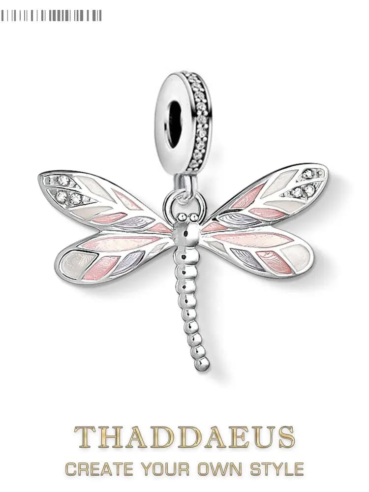 Libellule colorée originale en argent Sterling 925, pendentif à breloque, bijoux fins pour femmes