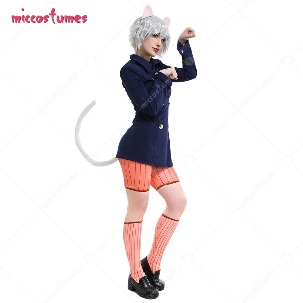 Miccostumes – Costume de chat Anime pour femmes, Costume de Cosplay, uniforme de Style collège scolaire bleu foncé avec oreilles et queue de chat