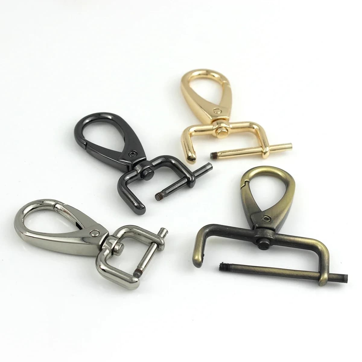Mousqueton détachable en métal, 1 pièce, Clips de déclenchement, boucles pour bracelet en cuir/ceinture, porte-clés, sangle, crochets de laisse pour animaux de compagnie, 5 tailles