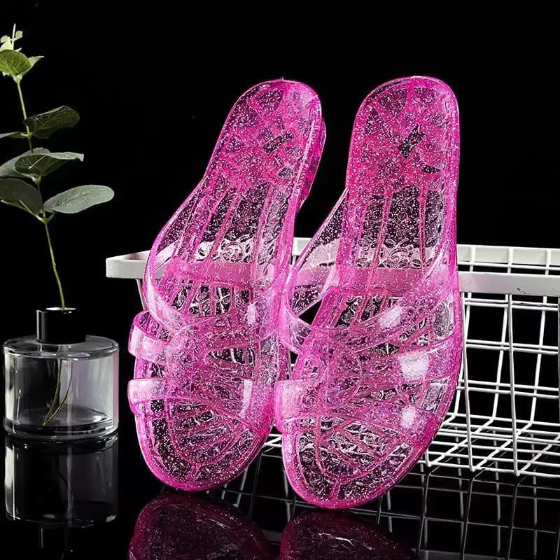 2023 nouveauté mode diapositives femmes gelée chaussures plates sandales transparentes anti-dérapant rond femme décontracté antidérapant femme sandale