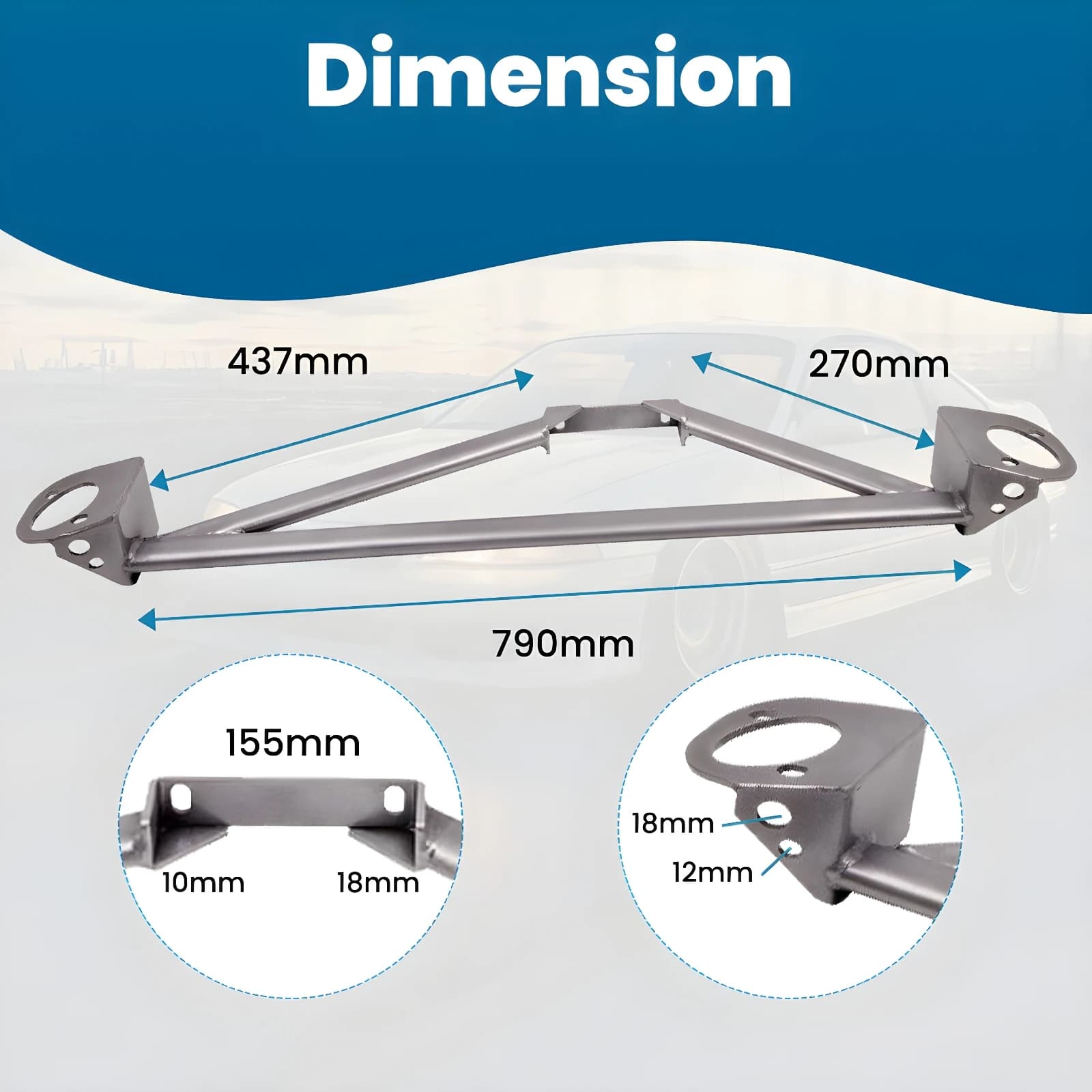 Barre de renforcement supérieure de la tour de suspension avant pour Honda Civic EG EK EJ EM 1992-2000 pour Acura 1994-2001