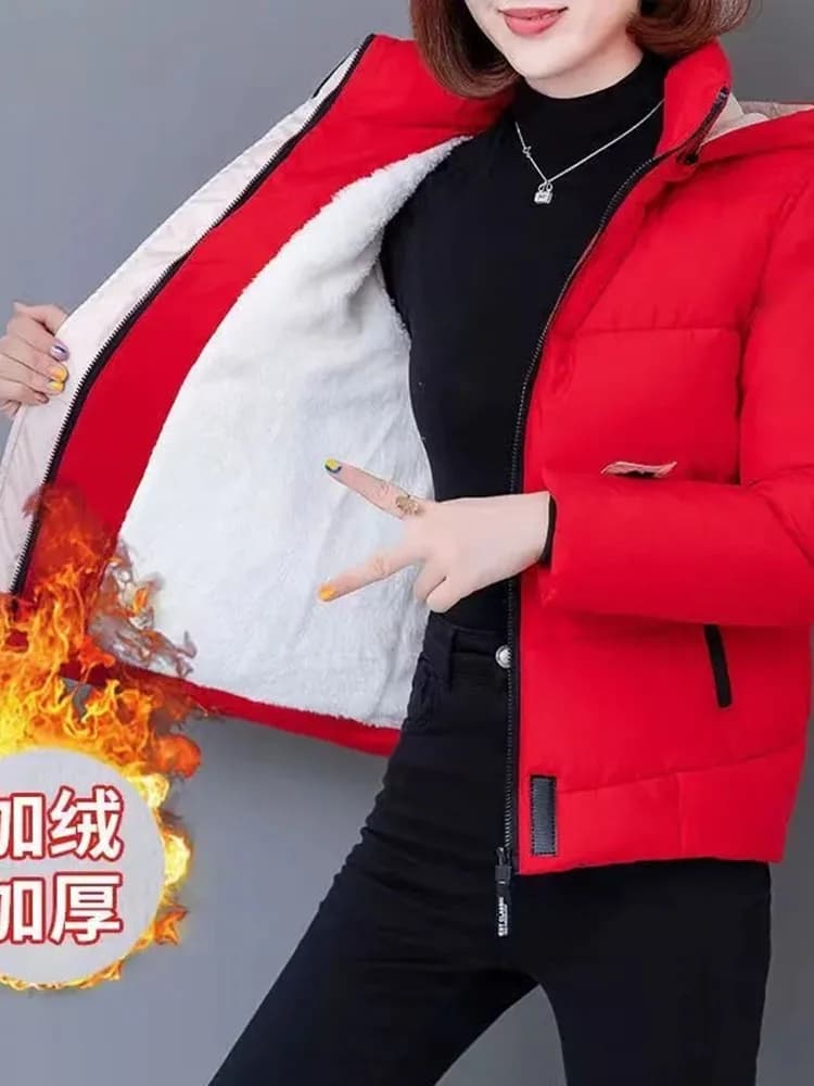 Doudoune Chaude en Coton et Velours pour Femme, Vêtement d'Hiver, Nouvelle Collection 2024