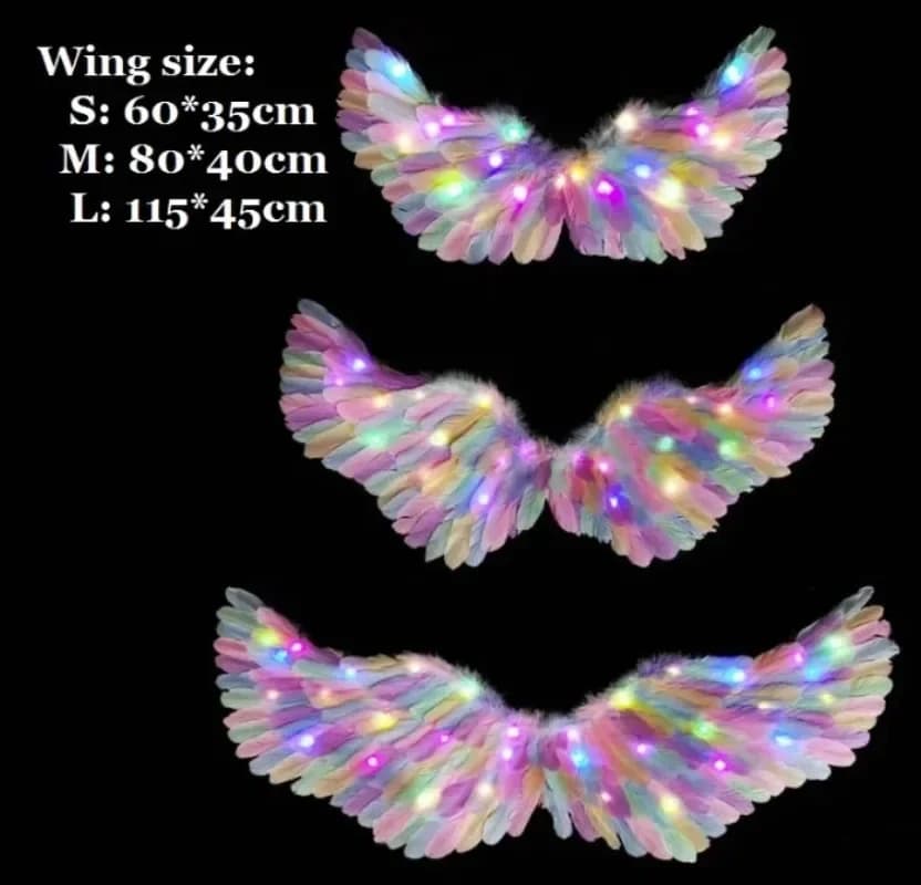 Aile de Plume d'Ange Brillante LED pour Enfant et Adulte, Costume Shoe, Décoration Murale de ixde Mariage, Cadeau d'Anniversaire et de Noël