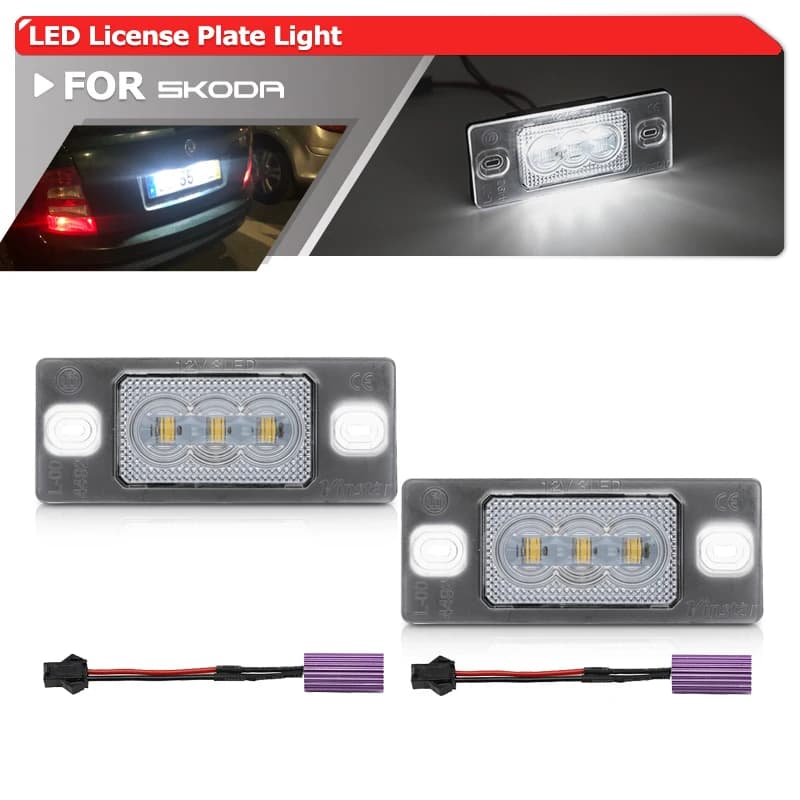 Lumières de plaque d'immatriculation Led blanches sans erreur pour Skoda Fabia MK1 6Y SMD Canbus, 2 pièces