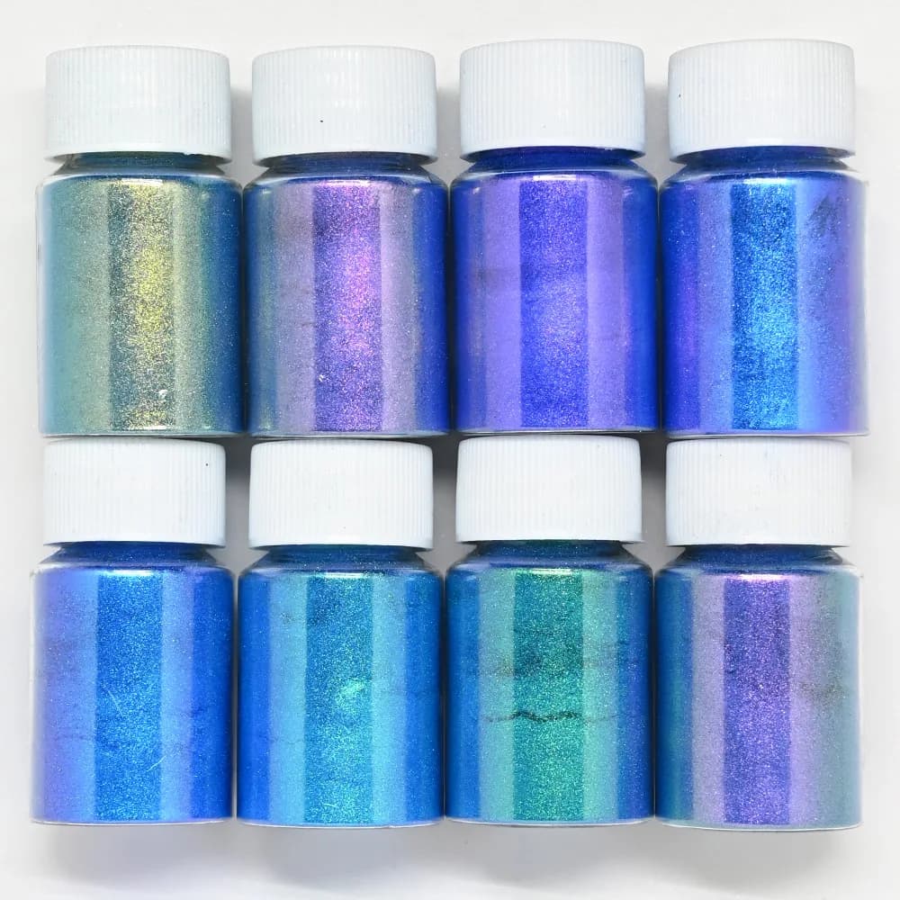 Poudre de pigment caméléon laser, 8 couleurs, micro laser, nail art, perle, mica nacré, élection xy, résine chromée, poussière d'art d'ongle H & * et