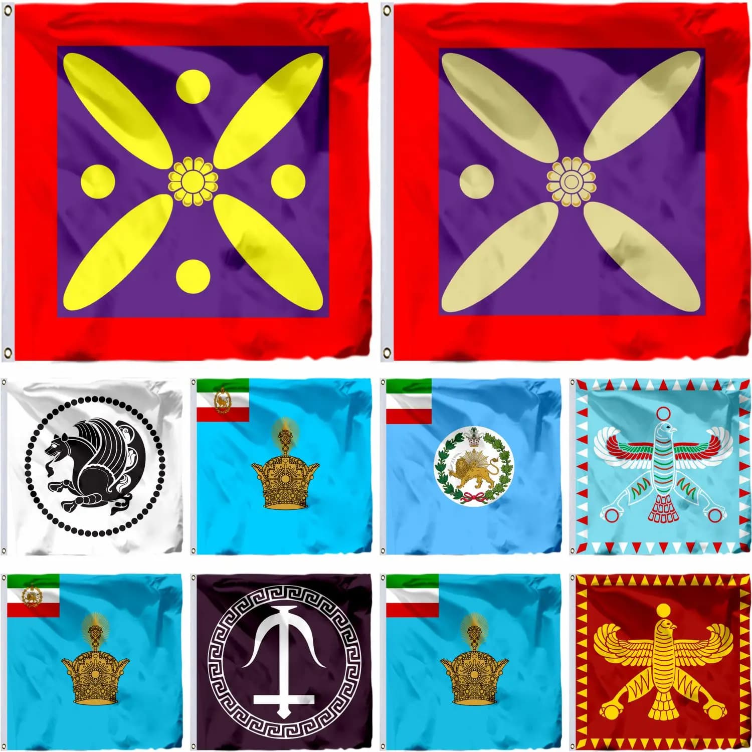Drapeau de Perse Cyrus le Grand 21x21cm 2x2ft 3x3ft 4x4ft Drapeaux Derafsh Kaviani Bannière de l'Empire Sassanide Ultime Vali Adh Iran